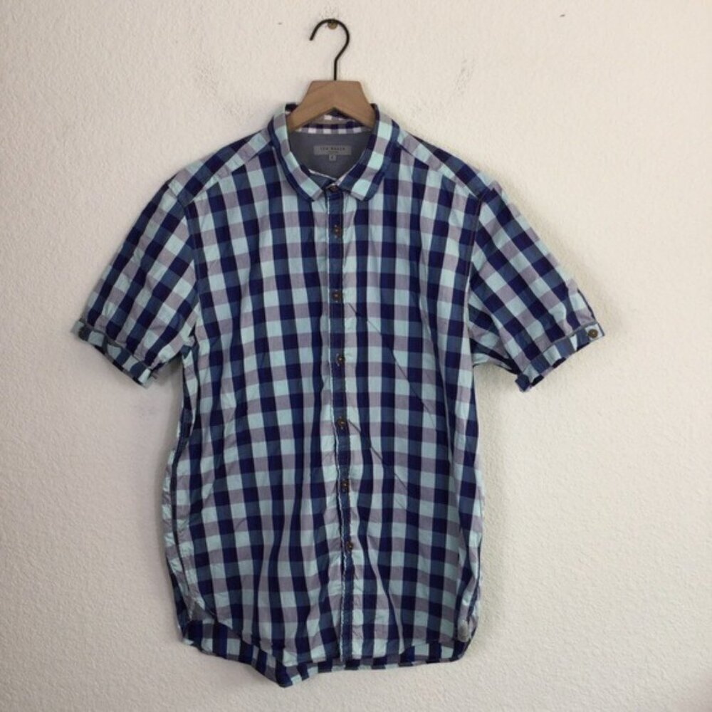 Ted Baker London Men's Checkered Shirt Size 5 (XL) - Picture 3 of 5